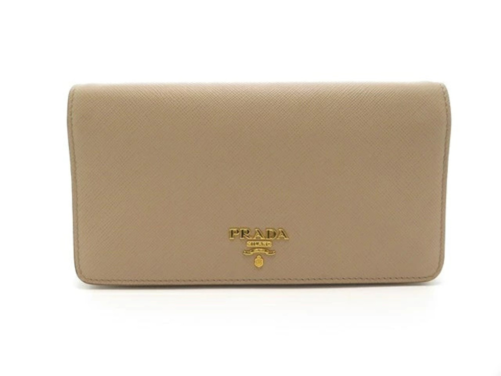 Prada Bag Chain Shoulder Phone Case Embossed Saffiano Beige Cream CAMMEO